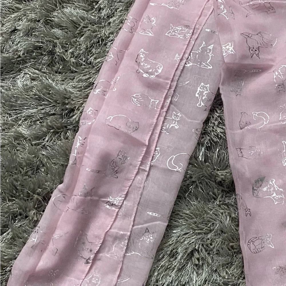 Pink Cat -Kitten Print Oblong Scarf